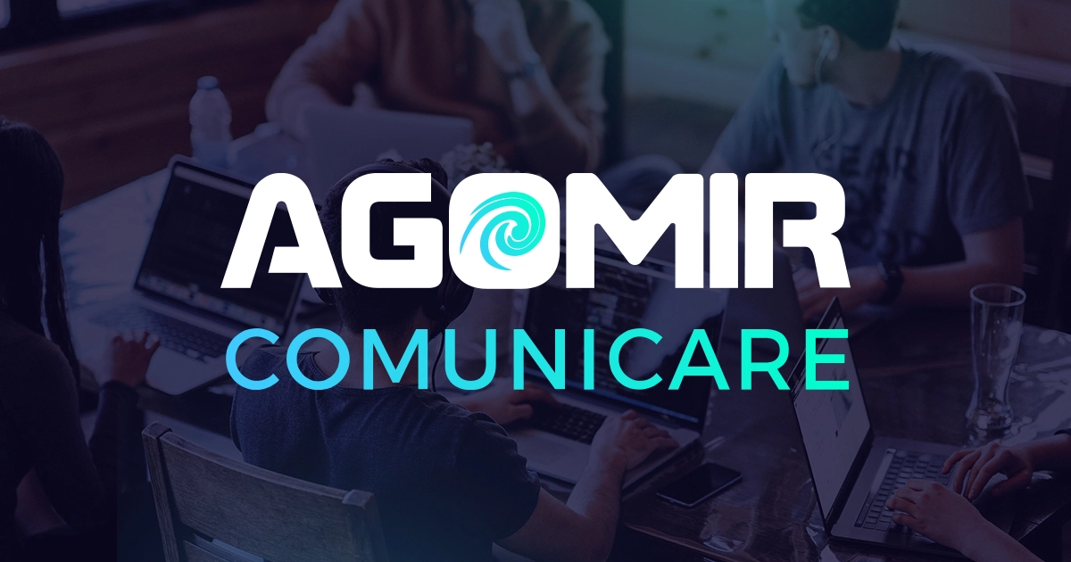 Logo "agomir comunicare", business unit per servizi di comunicazione e marketing