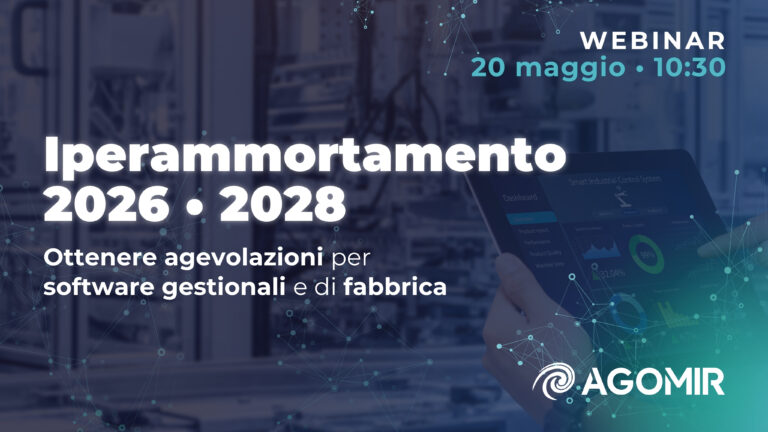La Legge di Bilancio 2026 ha reintrodotto l’iperammortamento come misura strategica per sostenere gli investimenti in beni strumentali 4.0, tra cui anche: Software ERP Sistemi MES Soluzioni digitali di fabbrica interconnesse 📅 Periodo agevolabile: dal 1° gennaio 2026 al 30 settembre 2028 💡 Quanto si può risparmiare? Se correttamente gestita (anche in cumulabilità con la Nuova Sabatini), l’agevolazione può consentire un risparmio fino al 40–50% del costo dell’investimento digitale. A tale scopo organizziamo una sessione pensata per aiutare le aziende a orientarsi nella corretta interpretazione della normativa e fornire chiarimenti operativi e immediati. Webinar gratuito di approfondimento 📅 20 maggio | 🕙 10:30 – 11:30 I nostri esperti consulenti in finanza agevolata e trasformazione digitale illustreranno come: accedere concretamente all’agevolazione, verificare correttamente i requisiti tecnici (interconnessione, perizia, Allegati IV e V) massimizzarne i benefici fiscali e industriali, evitare errori che possono compromettere l’agevolazione Ti aspettiamo!